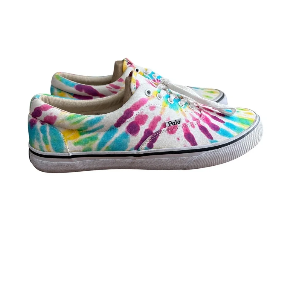 Polo Ralph Lauren Sneakers‎ Mens 11 D Multicolor Tie Dye Canvas Low Top Shoes
